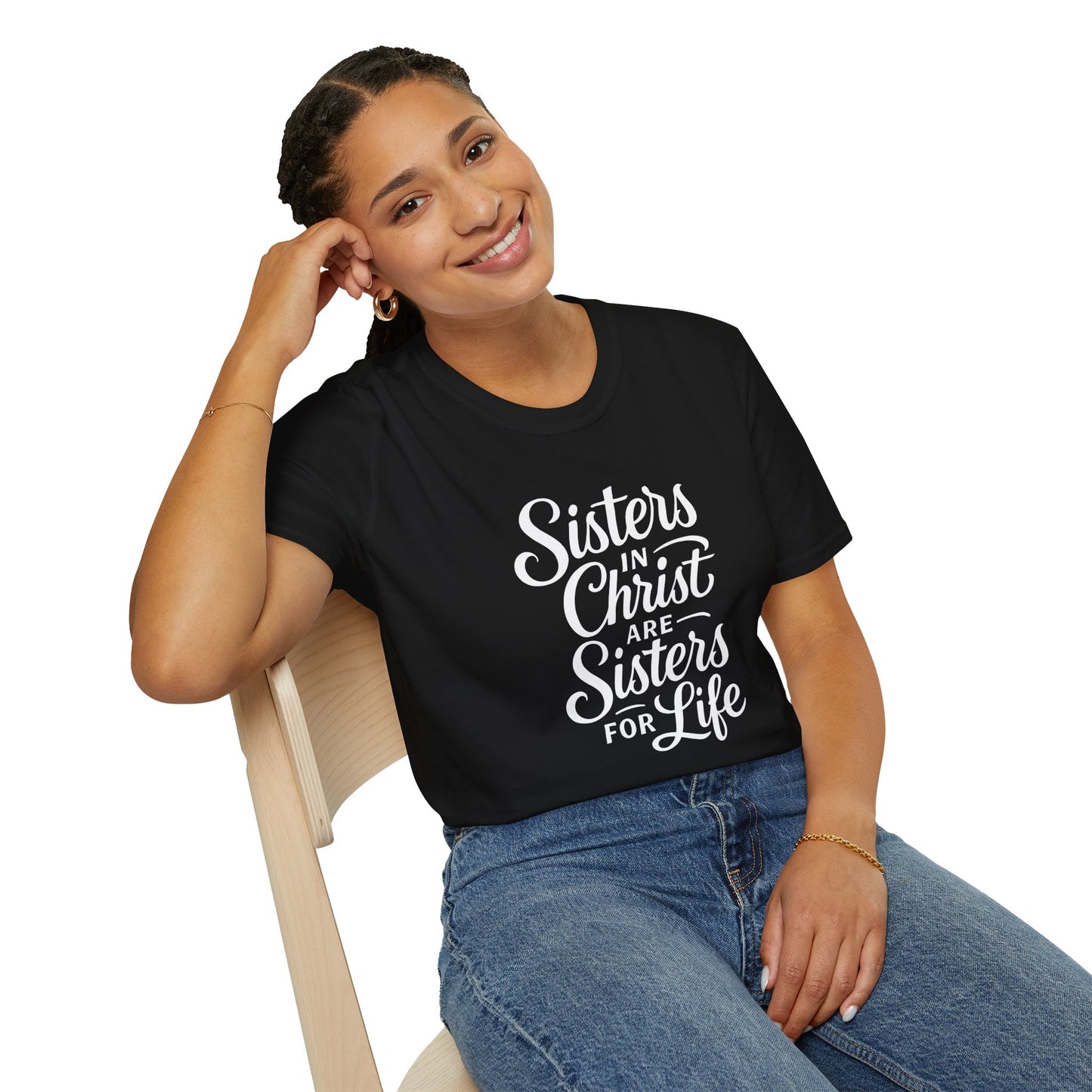 Sisters in Christ T-Shirt, Christian Apparel, Faith-Based Gift, Unisex Softstyle Tee, Sisterhood Celebration Top