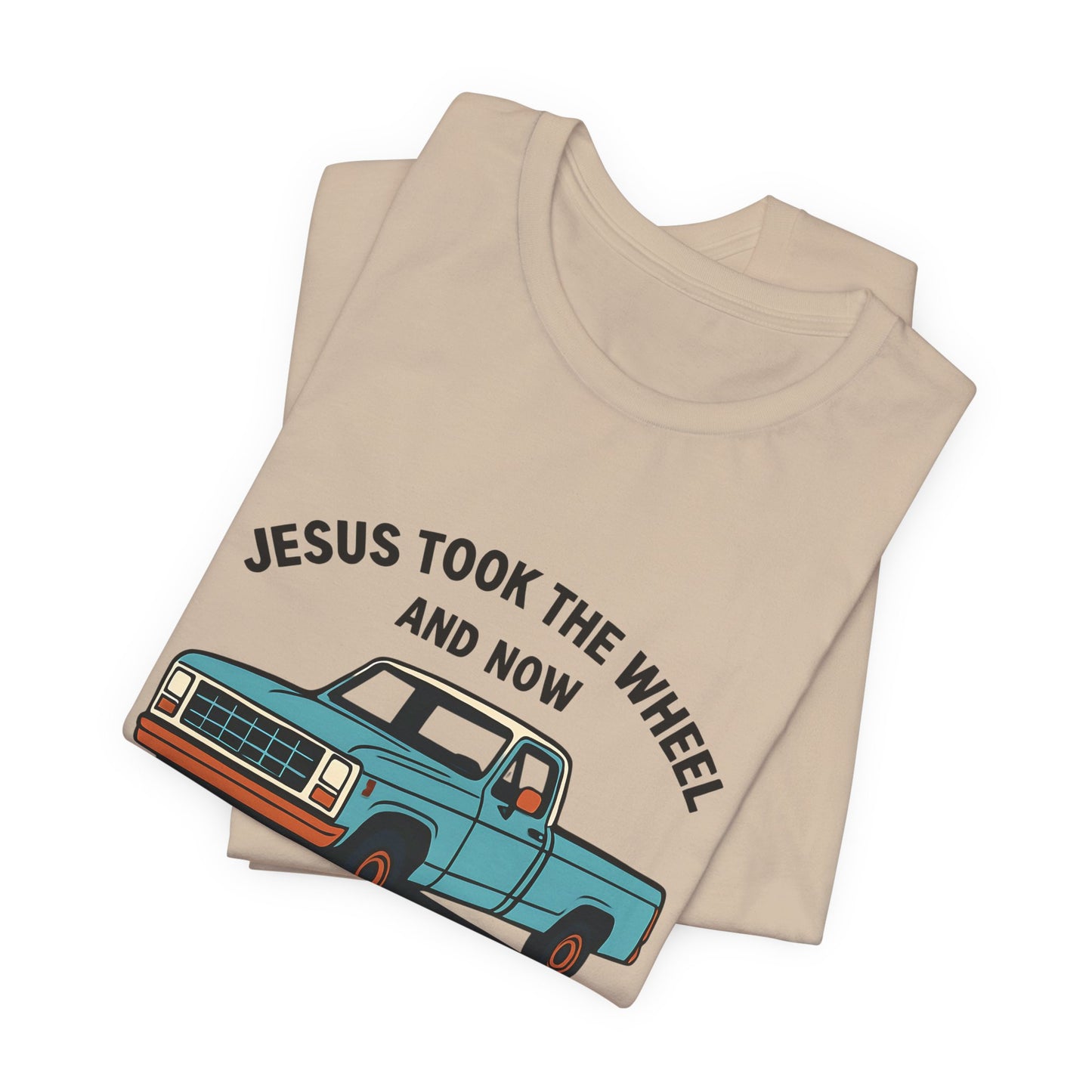 Jesus Took the Wheel Tee, Funny Christian Shirt, Shotgun Humor T-Shirt, Gift for Car Lovers, Casual Faith-Based Apparel