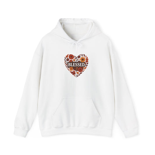 Blessed Floral Heart Hoodie - Cozy Unisex Sweatshirt for Gratitude, Perfect for Gifts, Holidays, or Everyday Wear