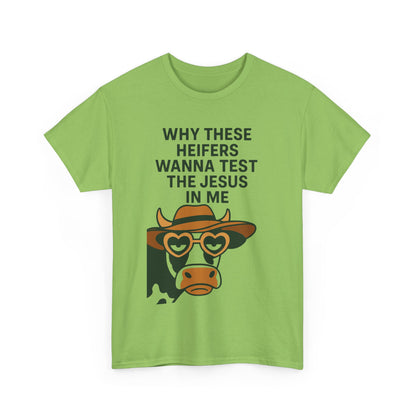 Whimsical Cow Graphic Tee, Funny Farm Animal T-Shirt, Christian Humor Gift, Unisex Casual Wear, Perfect for Cow Lovers