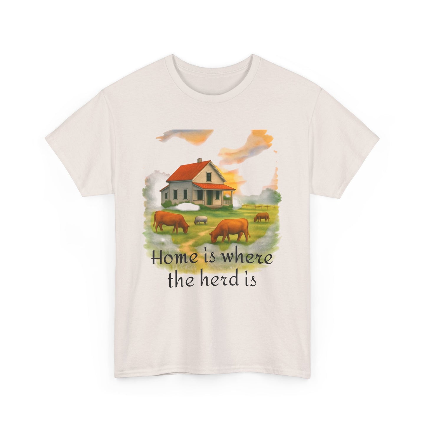 Home is Where the Herd Is Tee, Unisex Cotton Tee, Farmhouse Style Shirt, Gift for Animal Lovers, Casual Wear, Country Life Apparel