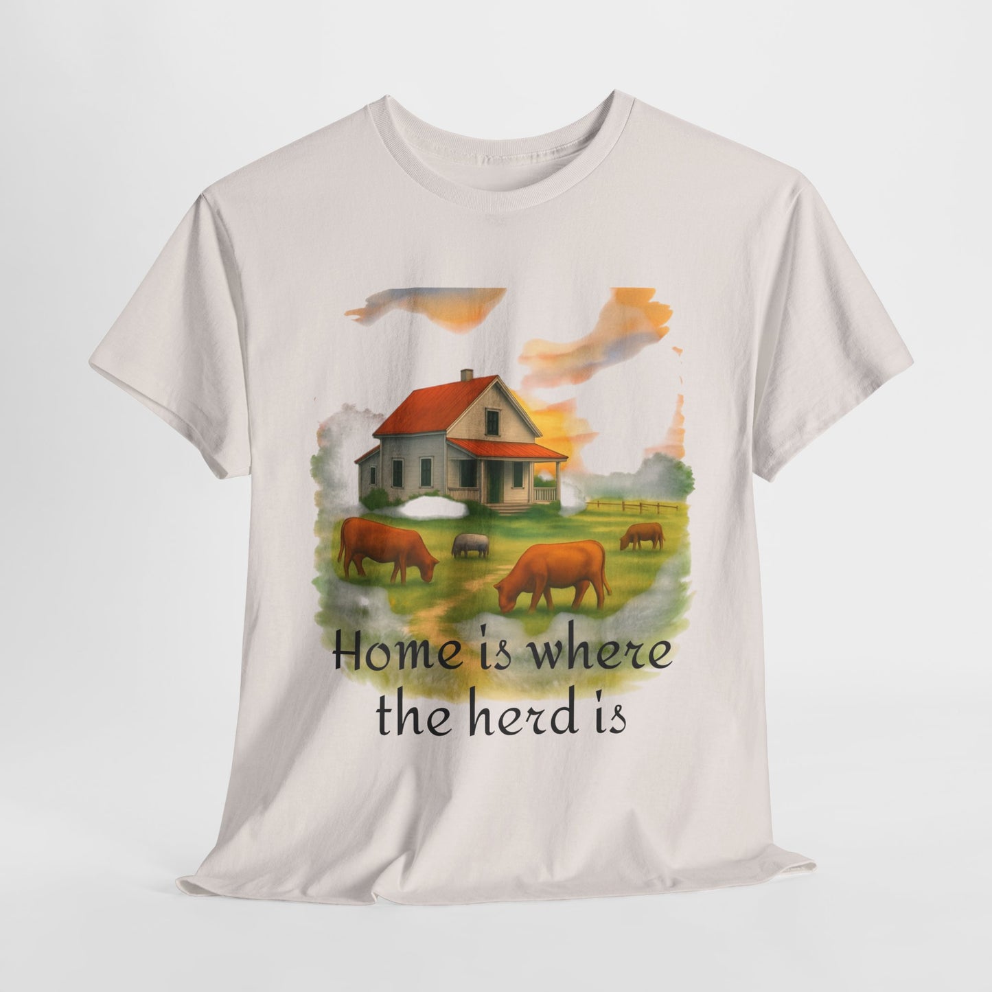 Home is Where the Herd Is Tee, Unisex Cotton Tee, Farmhouse Style Shirt, Gift for Animal Lovers, Casual Wear, Country Life Apparel