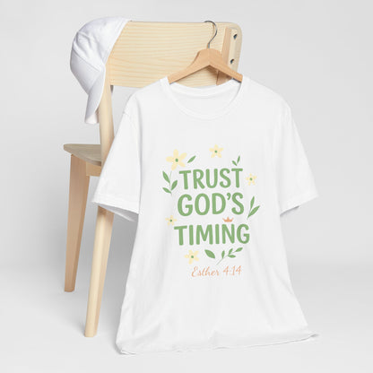 Trust God's Timing Tee, Inspirational Short Sleeve Shirt, Faith-Based Apparel, Gift for Believers, Bible Verse Tee, Everyday Wear