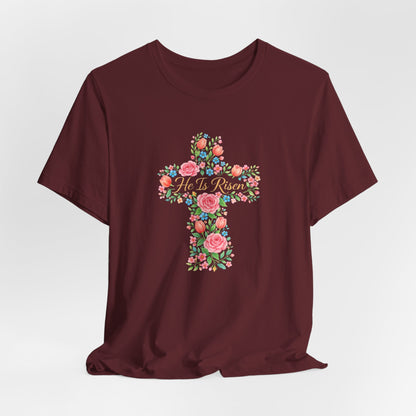 Floral Cross T-Shirt — Vintage Rose Faith Tee
