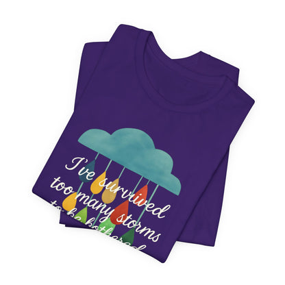 Survived Storms Tee: Uplifting Unisex T-Shirt, Inspirational Gift, Casual Wear, Everyday Comfort, Optimistic Quote Shirt