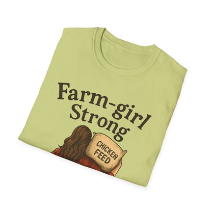 Farm-Girl Strong T-Shirt, Unisex Softstyle Tee, Country Life Apparel, Gift for Farmers, Farm-Themed Clothing, Cute Farm T-Shirt