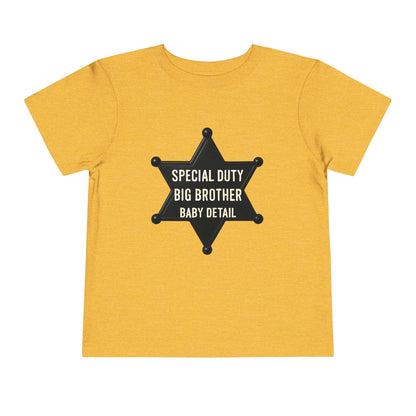 Big Brother Toddler Tee, Special Duty Sheriff Shirt, Kids Birthday Gift, Baby Announcement Outfit, Fun Family Tee