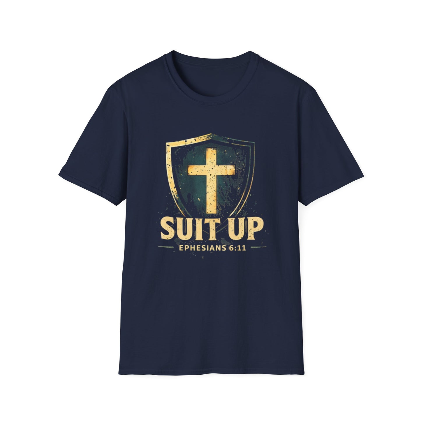 Suit Up T‑Shirt — Christian Cross Shield Tee (Ephesians 6:11)