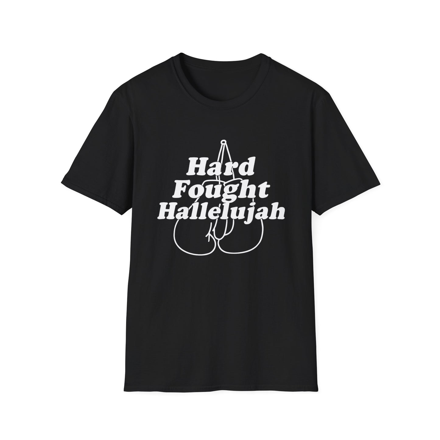 Hard Fought Hallelujah T-Shirt, Funny Graphic Tee, Unisex Casual Wear, Gift for Boxers, Sporty Style, Motivational Shirt