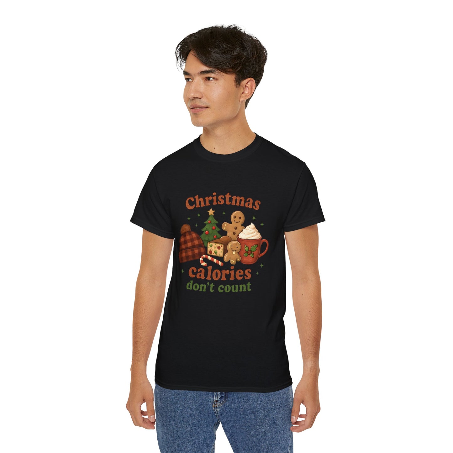 Christmas 'Calories Don’t Count' Tee - Holiday Cookie & Cocoa Graphic Shirt