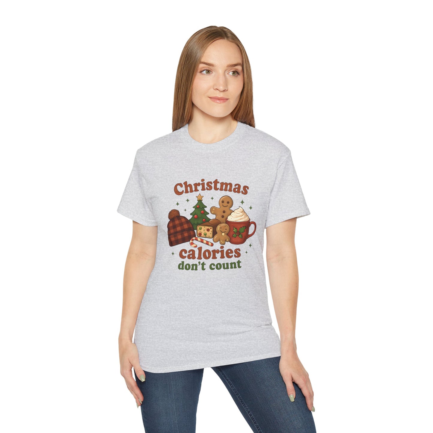 Christmas 'Calories Don’t Count' Tee - Holiday Cookie & Cocoa Graphic Shirt