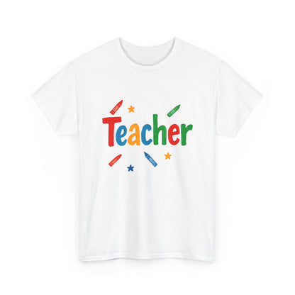 Colorful Teacher Appreciation Unisex Heavy Cotton Tee - Gifts for Educators, Back to School, Classroom, Birthday, Fun Teacher Shirt