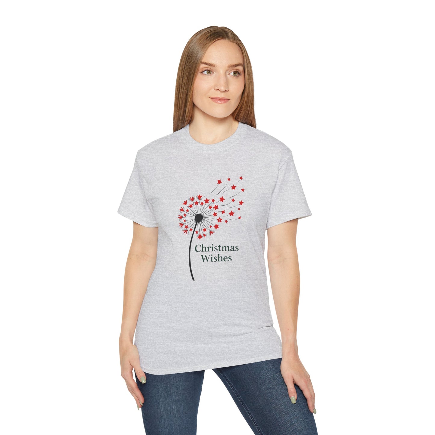 Christmas Wishes Tee — Dandelion & Red Star Holiday T-Shirt