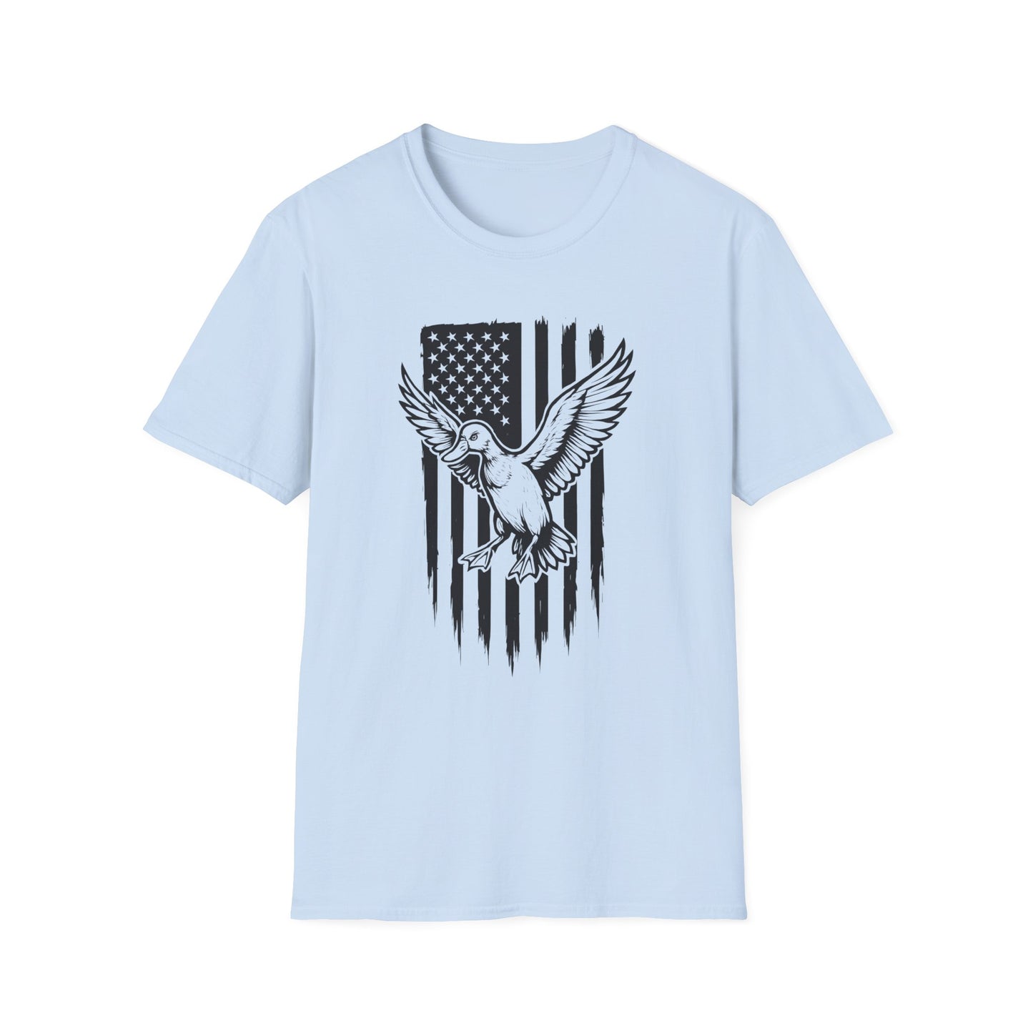Patriotic Duck T-Shirt - Unisex Softstyle Tee, Perfect for Independence Day, Casual Wear, Gifts for Bird Lovers, USA Pride Apparel