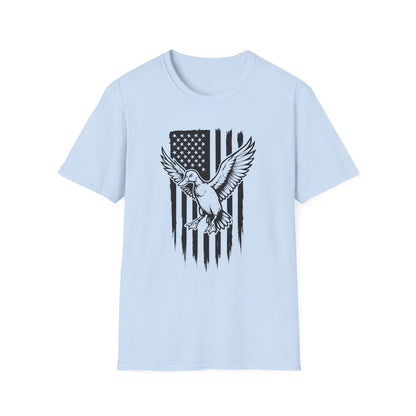 Patriotic Duck T-Shirt - Unisex Softstyle Tee, Perfect for Independence Day, Casual Wear, Gifts for Bird Lovers, USA Pride Apparel