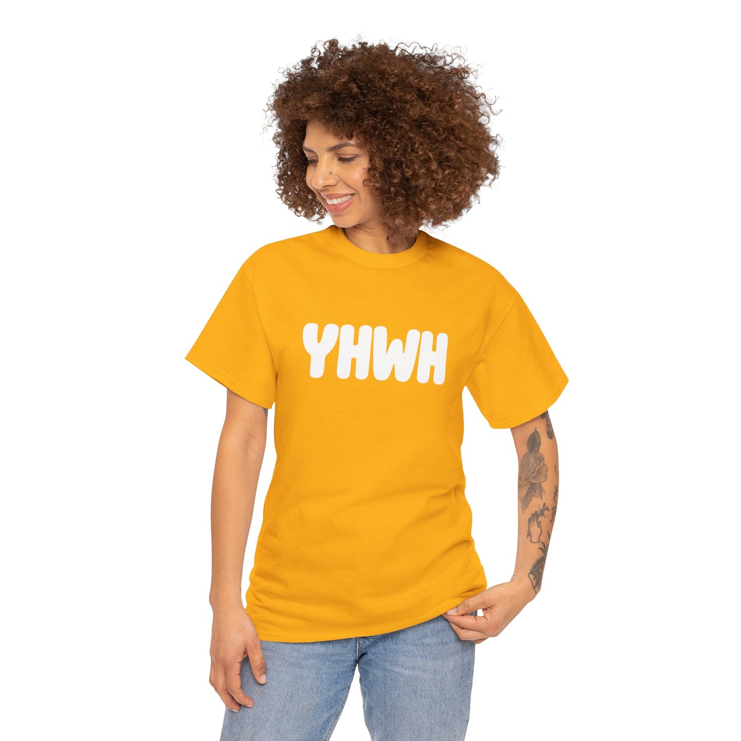 YHWH Unisex Heavy Cotton Tee, Spiritual T-Shirt, Casual Wear, Gift for Him/Her, Faith-Based Apparel, Trendy Everyday Tee