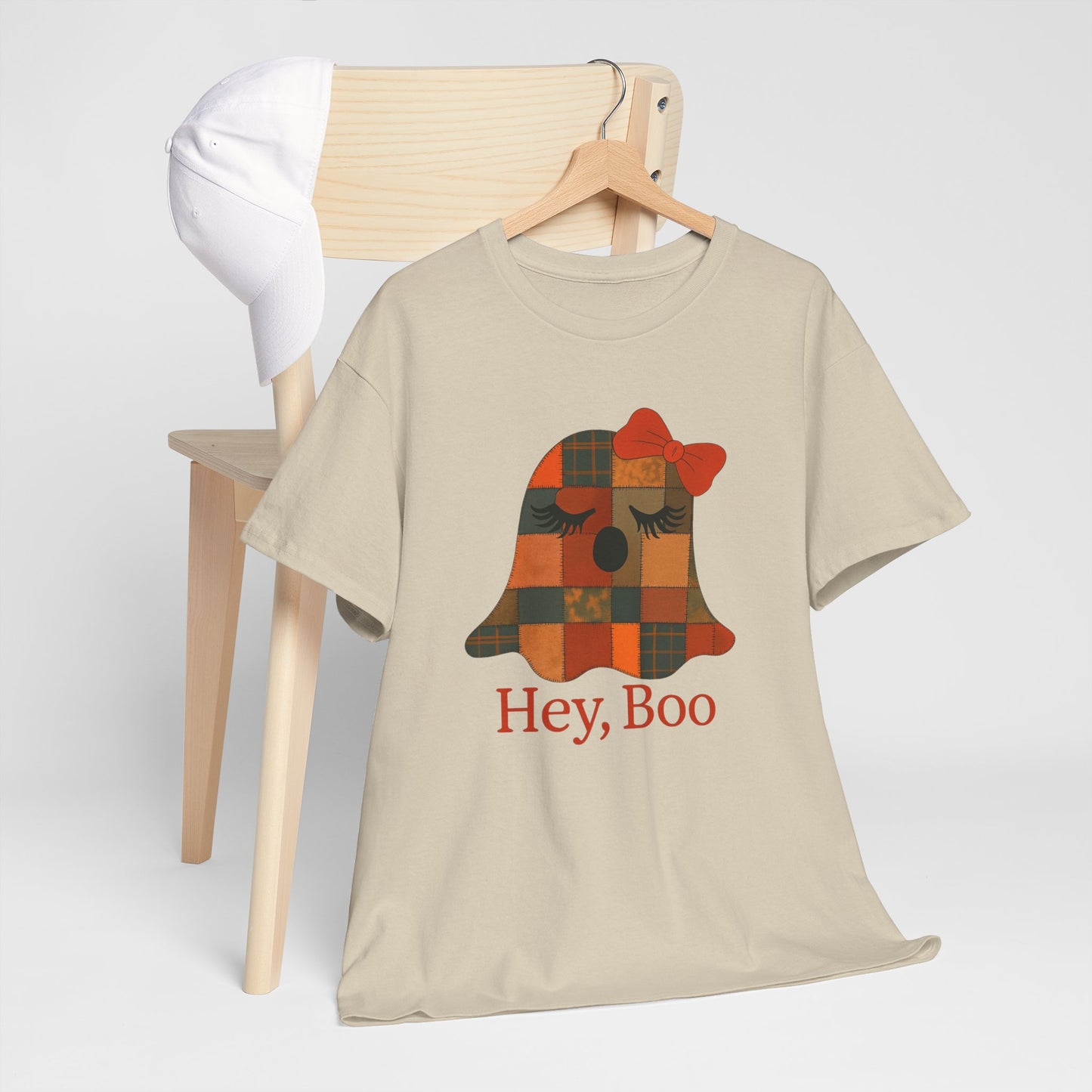Hey Boo Halloween Tee, Unisex Cotton Shirt for Ghost Lovers, Spooky Apparel, Cute Halloween Gift, Trick or Treat Shirt