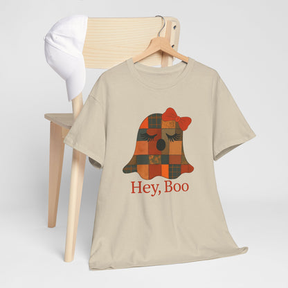 Hey Boo Halloween Tee, Unisex Cotton Shirt for Ghost Lovers, Spooky Apparel, Cute Halloween Gift, Trick or Treat Shirt