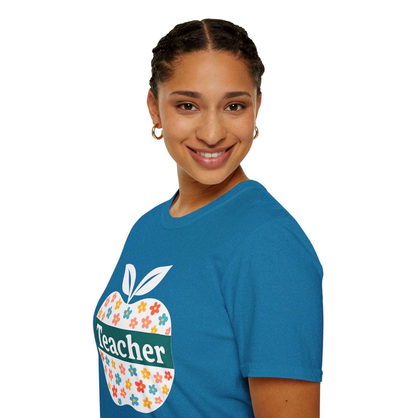 Teacher Appreciation Orange T-Shirt, Gift for Educators, School Spirit Wear, Teacher's Day, Floral Design, Unisex Softstyle Tee