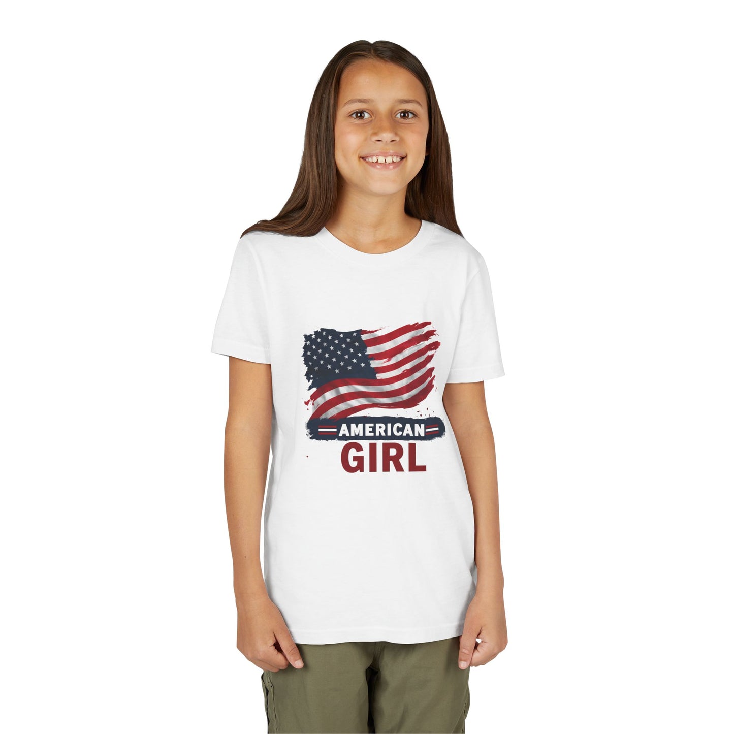 American Girl Youth Tee - Patriotic Short Sleeve Shirt for Kids, Summer Wear, 4th of July, Birthday Gift, Casual Everyday Style