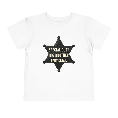 Big Brother Toddler Tee, Special Duty Sheriff Shirt, Kids Birthday Gift, Baby Announcement Outfit, Fun Family Tee