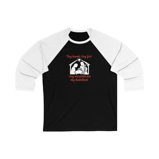 Baseball Tee — "Tiny Hands, Tiny Feet, Huge Heartbeat" Rescue Dog Mama Shirt