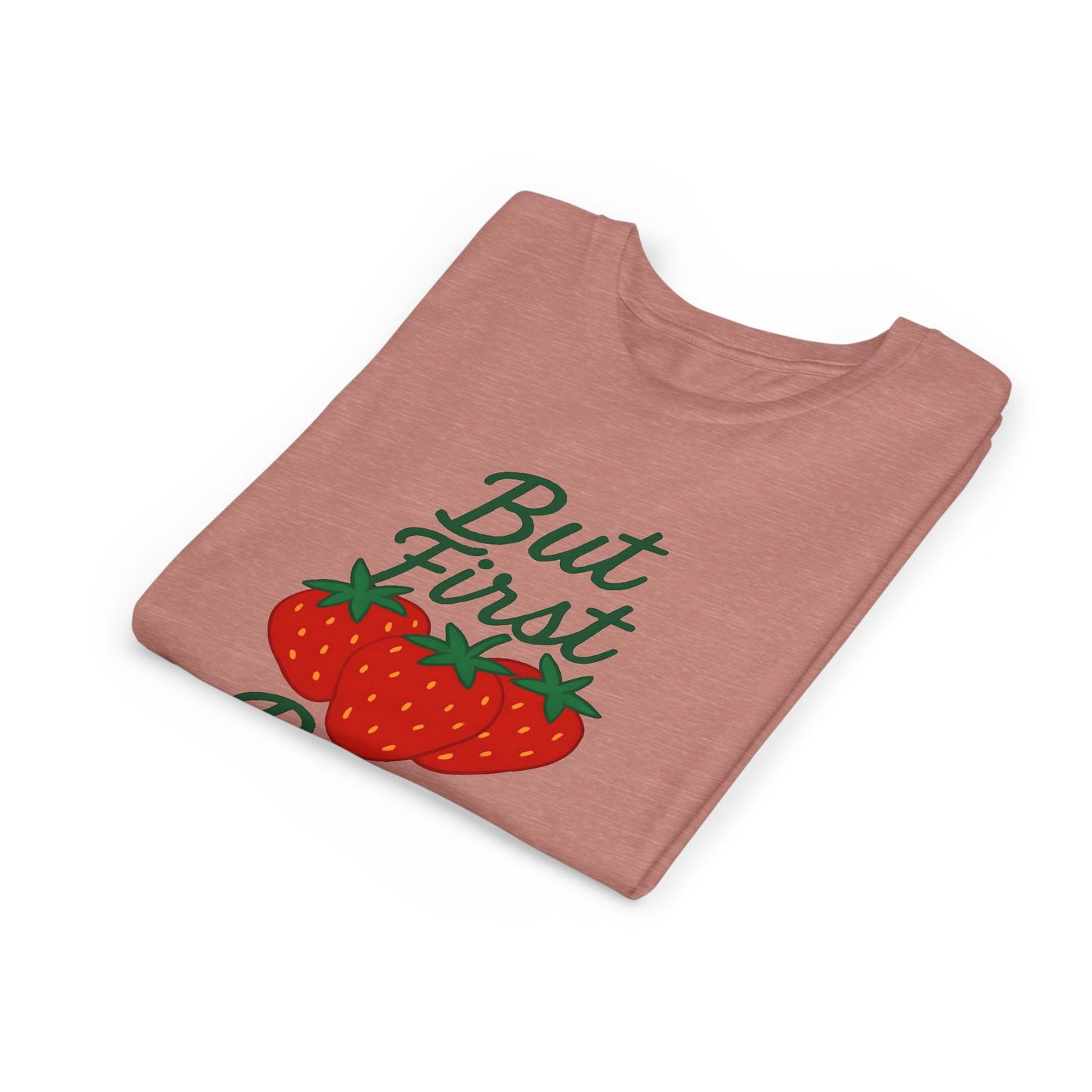 Strawberry Prayer Youth Tee, But First Pray T-Shirt for Kids, Faith-Based Apparel, Summer Wear, Cute Gift for Girls
