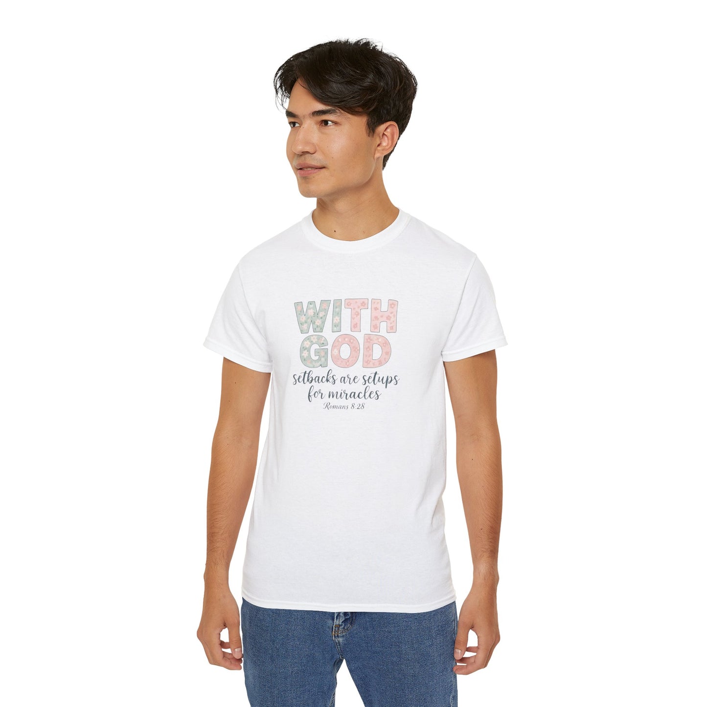 Inspirational Unisex Cotton Tee: "With God All Things Are Possible" - Faith, Gift, Encouragement, Casual Wear, Everyday Inspiration