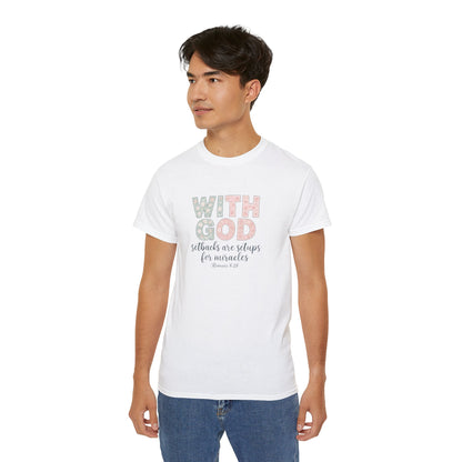 Inspirational Unisex Cotton Tee: "With God All Things Are Possible" - Faith, Gift, Encouragement, Casual Wear, Everyday Inspiration