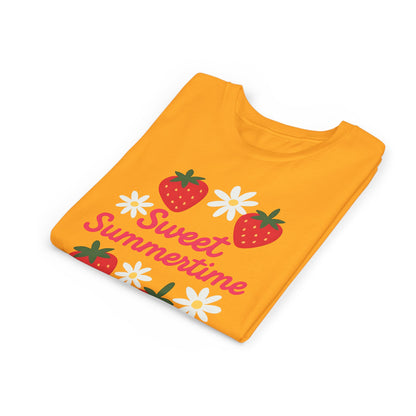 Sweet Summertime Youth Tee, Kids Summer Shirt, Strawberry Graphic Tee, Fun Gift for Children, Seasonal Apparel