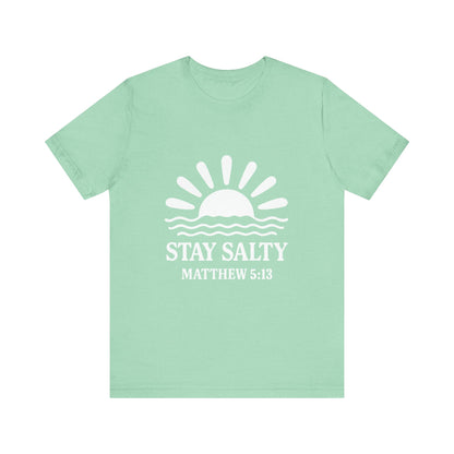 Stay Salty Unisex Short Sleeve Tee - Perfect for Beach Days, Casual Outings, Gifts, Summer Vibes, Bible Verse Apparel
