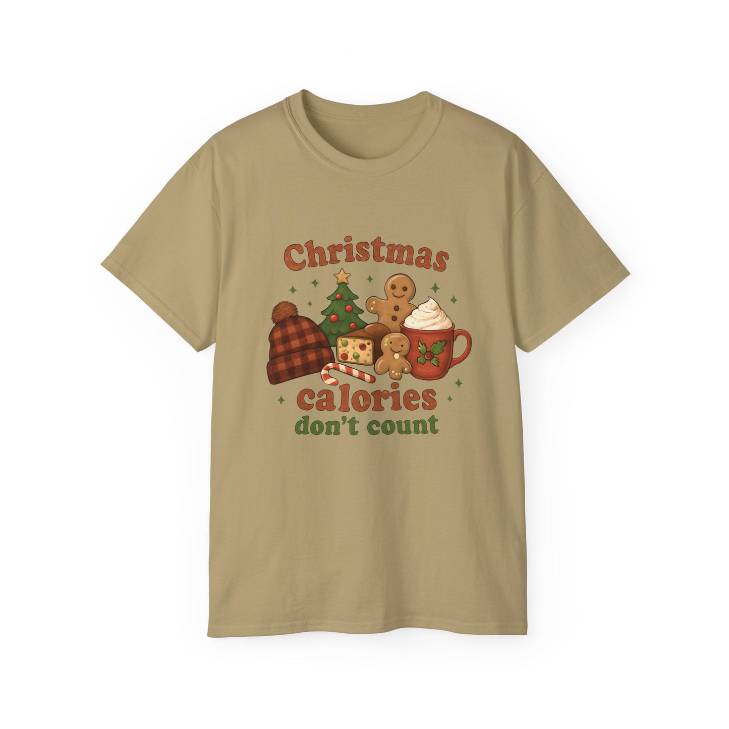 Christmas 'Calories Don’t Count' Tee - Holiday Cookie & Cocoa Graphic Shirt