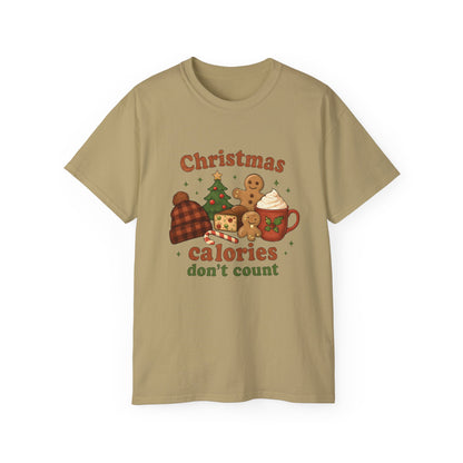 Christmas 'Calories Don’t Count' Tee - Holiday Cookie & Cocoa Graphic Shirt