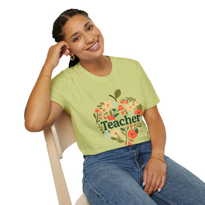 Floral Teacher T-Shirt | Perfect Gift for Educators, Back to School, Teacher Appreciation, Classroom Wear, Cute Teacher Shirts