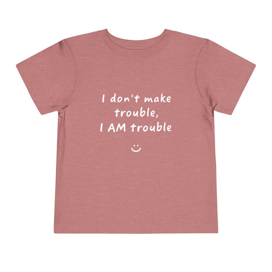 Toddler Trouble Tee - Fun Short Sleeve Shirt, Kids Casual Top, Birthday Gift, Playdate Apparel, Cute Slogan Tee
