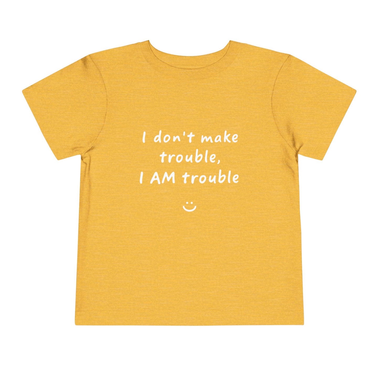 Toddler Trouble Tee - Fun Short Sleeve Shirt, Kids Casual Top, Birthday Gift, Playdate Apparel, Cute Slogan Tee