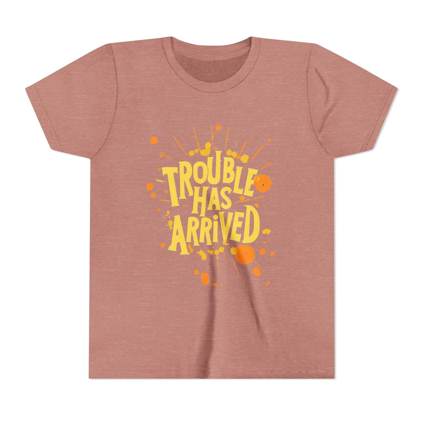 Trouble Has Arrived Youth Tee | Fun Graphic T-Shirt for Kids | Birthday Gift | Playdate Apparel | Summer Fashion