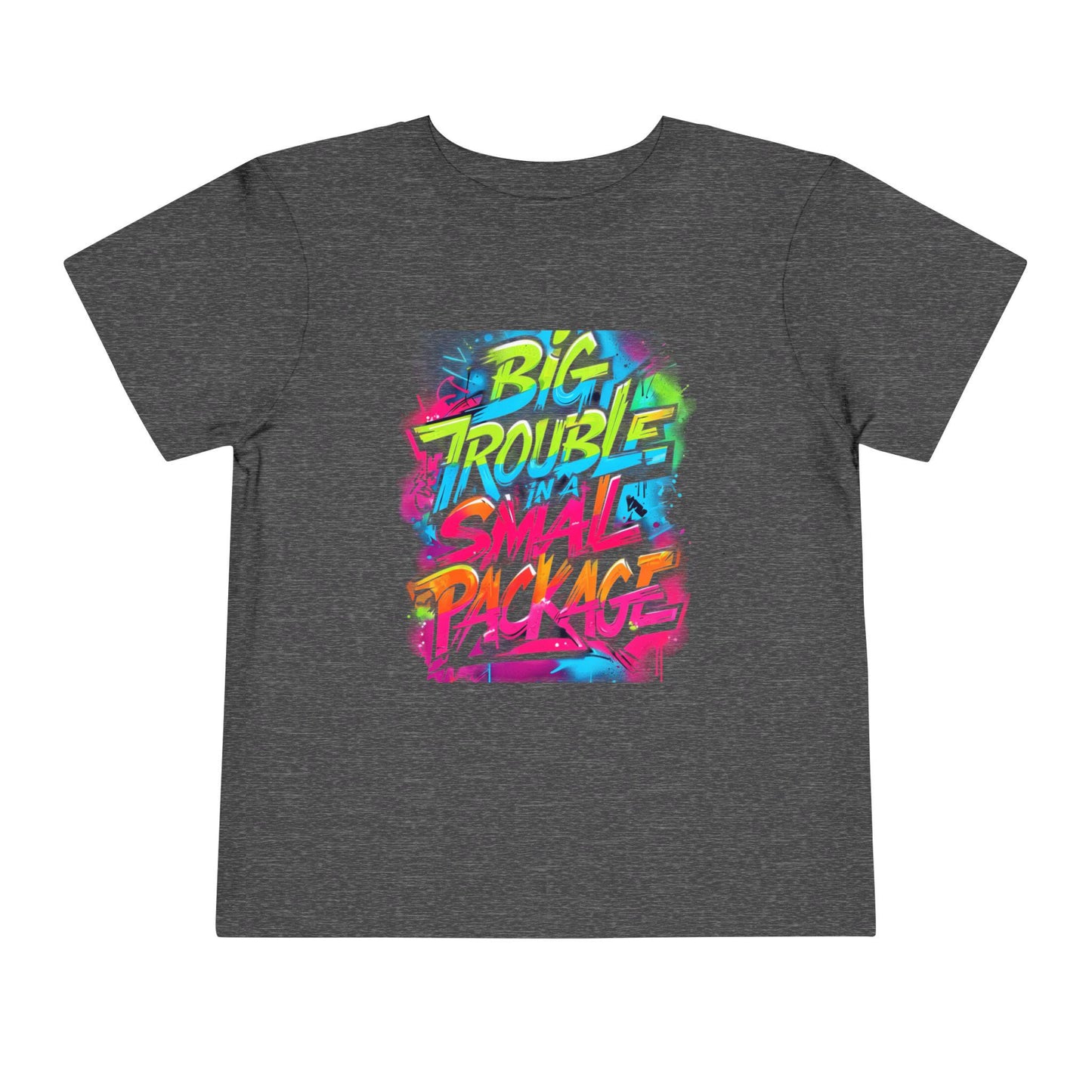 Colorful Graphic Toddler Tee | Big Trouble Small Package, Kids Fashion, Birthday Gift, Toddler Clothes, Summer Wear