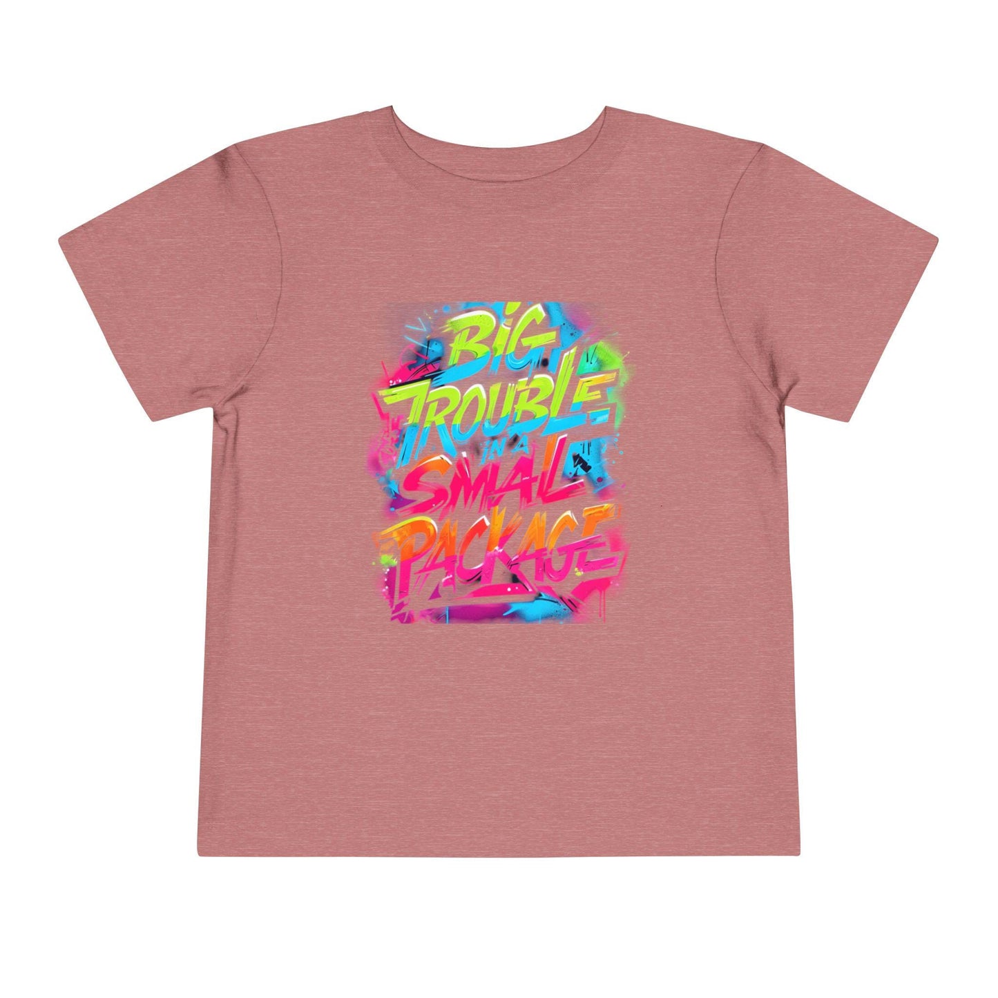 Colorful Graphic Toddler Tee | Big Trouble Small Package, Kids Fashion, Birthday Gift, Toddler Clothes, Summer Wear