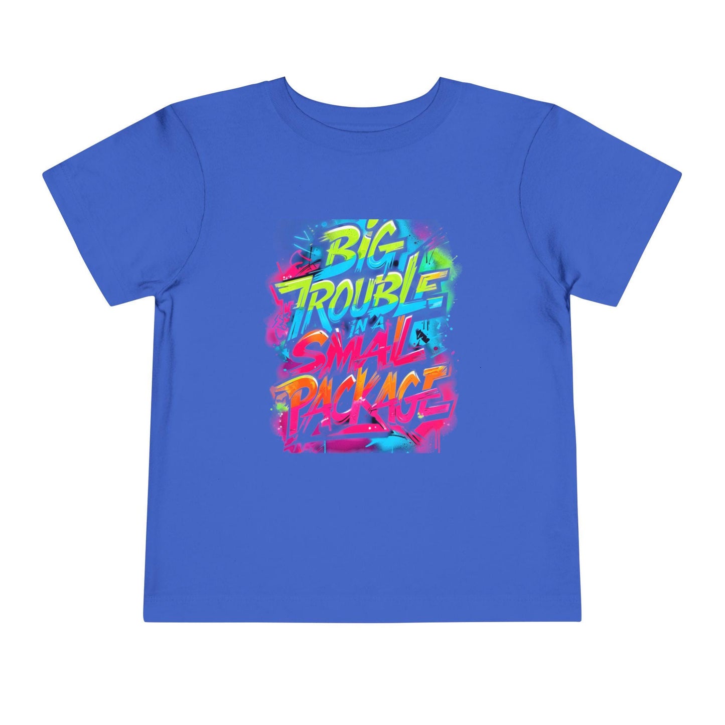 Colorful Graphic Toddler Tee | Big Trouble Small Package, Kids Fashion, Birthday Gift, Toddler Clothes, Summer Wear